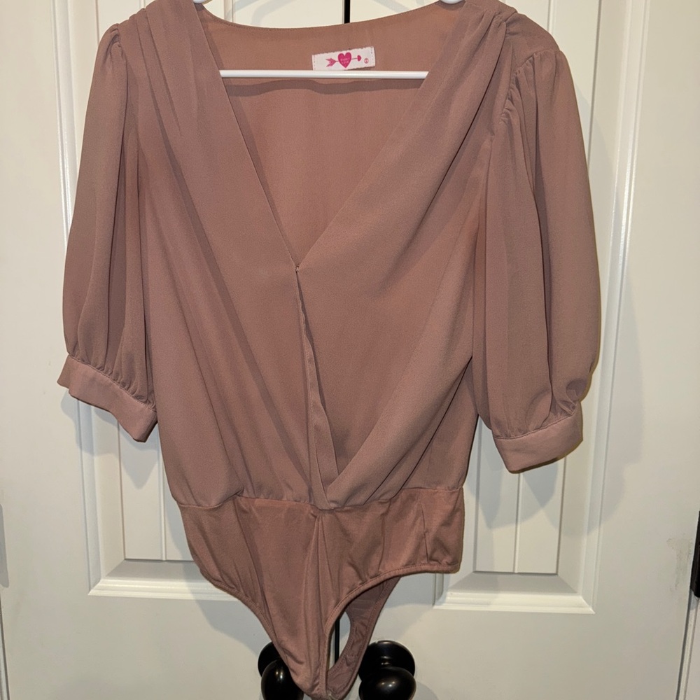 Buddy Love Dusty Pink Wrap Bodysuit, Small